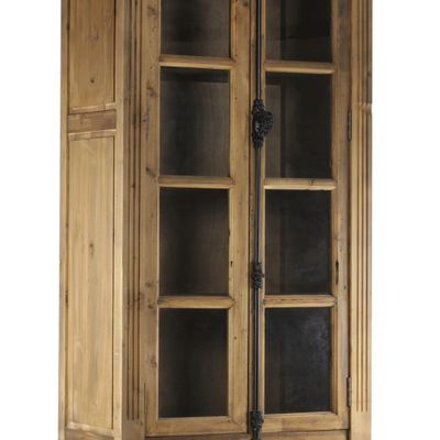 Bookshelves - Industrial display cabinet in recycled wood and metal, 240 cm, 4 shelves and 2 drawers - JP2B DECORATION