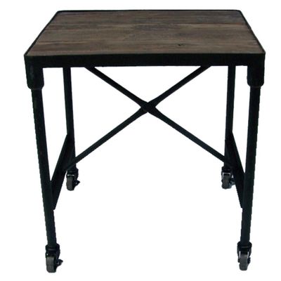 Other tables - Industrial side table, black metal and wood, 62 cm - JP2B DECORATION