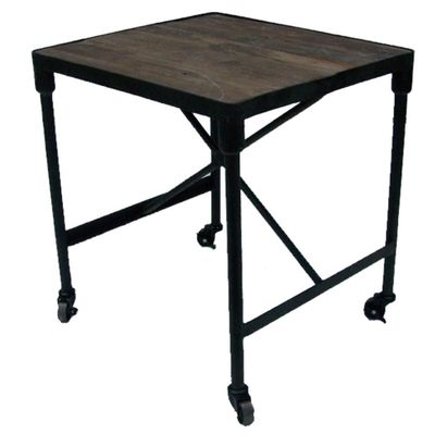Autres tables  - Bout de canapé industriel en métal noir et bois, 62 cm - JP2B DECORATION