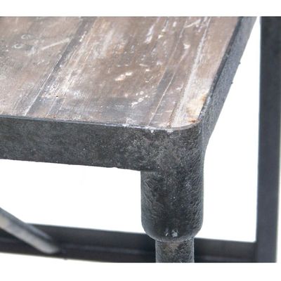 Other tables - Industrial side table, black metal and wood, 62 cm - JP2B DECORATION