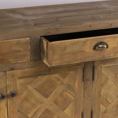 Buffets - Enfilade industrielle en métal et bois recyclé, 180 cm, 3 tiroirs, style vintage - JP2B DECORATION