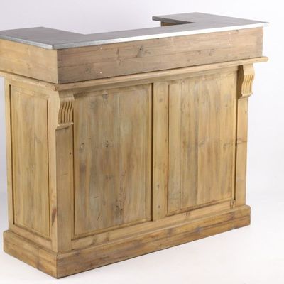 Sideboards - Industrial counter in recycled wood, 120 cm, 2 drawers and 3 shelves - JP2B DECORATION