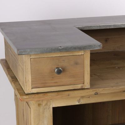 Sideboards - Industrial counter in recycled wood, 120 cm, 2 drawers and 3 shelves - JP2B DECORATION