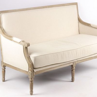 Sofas - Louis XVI-style sofa, 3 seats, elm wood and cushion seating - JP2B DECORATION