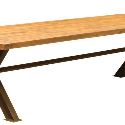 Tables Salle à Manger - Table de repas industrielle en métal et bois recyclé, 300 cm, à assembler - JP2B DECORATION