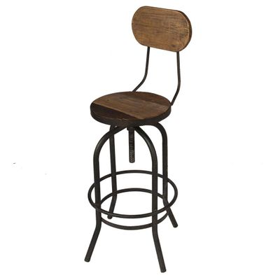 Stools - Bar stool III, wood and metal, adjustable seat, industrial design - JP2B DECORATION