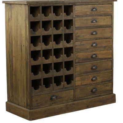 Buffets - Bas de buffet en bois recyclé, 110 cm, 9 tiroirs, style industriel vintage - JP2B DECORATION