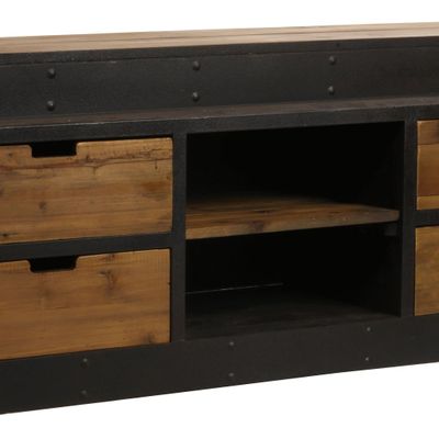 Buffets - Meuble TV Douglas, métal et bois recyclé, 160 cm, style industriel - JP2B DECORATION