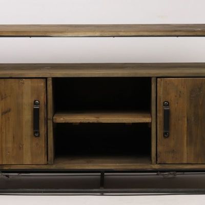 Buffets - Buffet industriel en métal et bois recyclé, 176 cm, style vintage - JP2B DECORATION