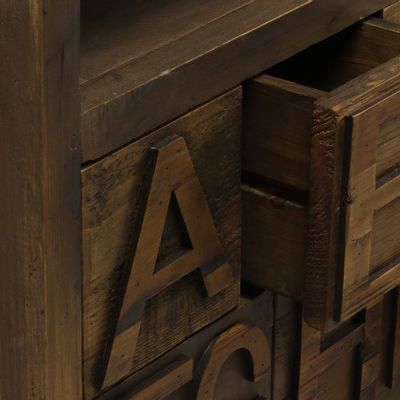 Sideboards - ABCD recycled wood TV stand, 177 cm, vintage style with alphabet storage - JP2B DECORATION