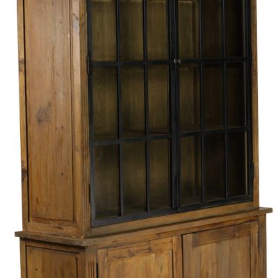 Bookshelves - Industrial two-part sideboard in recycled wood and metal, 245 cm, 4 shelves - JP2B DECORATION