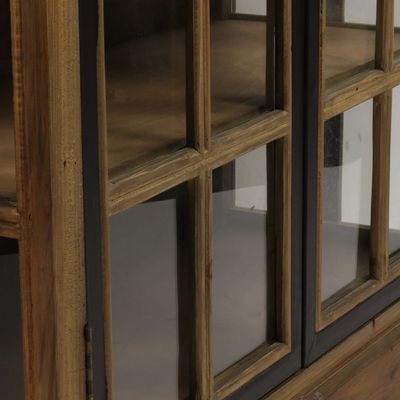 Armoires - Armoire industrielle Alaska, 2 portes vitrées, bois et métal, 220 cm - JP2B DECORATION