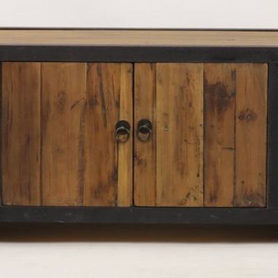 Buffets - Meuble TV Sherman bois recyclé et métal, design industriel 180 cm - JP2B DECORATION