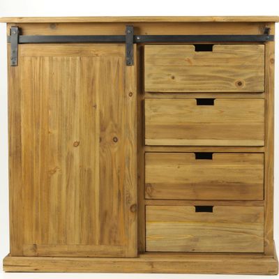 Sideboards - Oakland sideboard recycled wood, sliding door and drawers - JP2B DECORATION