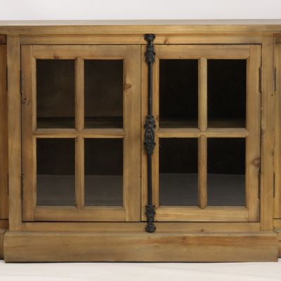 Buffets - Enfilade Cleveland bois et verre, design rustique 200 cm - JP2B DECORATION