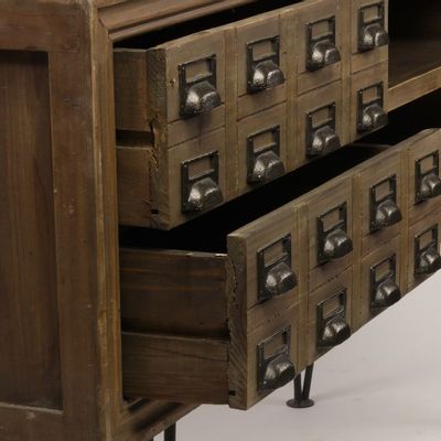 Buffets - Enfilade Milwaukee fer et bois, porte coulissante et tiroirs - JP2B DECORATION