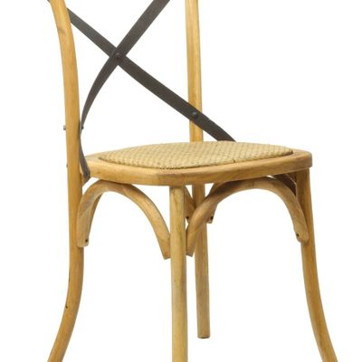 Chaises - Chaise Kentucky bois et fer, dossier croisé métal vintage - JP2B DECORATION