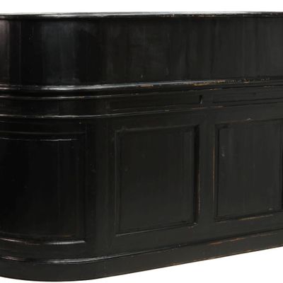 Buffets - Comptoir Manchester en pin, noir vintage, avec rangement bouteilles - JP2B DECORATION