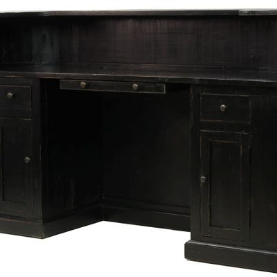 Sideboards - Manchester counter pine wood, vintage black, with bottle storage - JP2B DECORATION