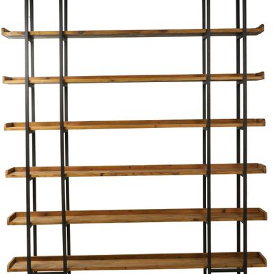 Shelves - Queens industrial shelf recycled wood and steel, 6 levels - JP2B DECORATION