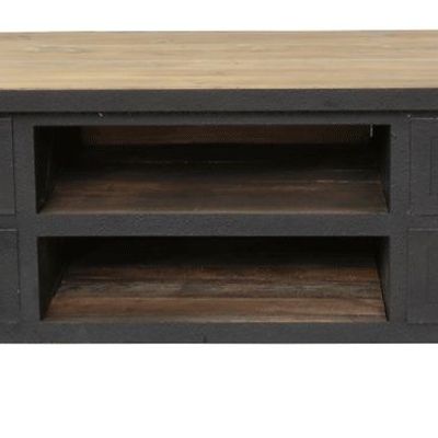 Sideboards - Industrial TV stand wood and iron, 4 drawers, wheels - JP2B DECORATION