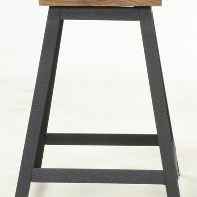 Tabourets - Tabouret industriel bois recyclé et fer, 47 cm - JP2B DECORATION