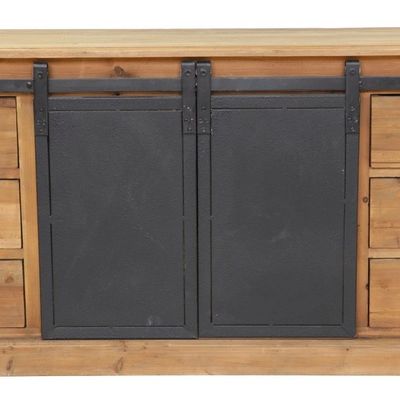Buffets - Cabinet industriel bois et métal, 6 tiroirs, design robuste - JP2B DECORATION