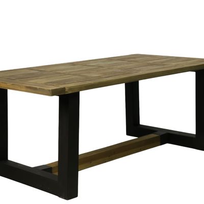 Dining Tables - Modern industrial dining table recycled wood and metal, 200 cm - JP2B DECORATION