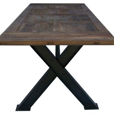 Dining Tables - Large dining table, recycled wood and metal, 250 cm - JP2B DECORATION