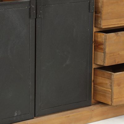 Sideboards - Industrial cabinet wood and metal, 6 drawers, sturdy design - JP2B DECORATION