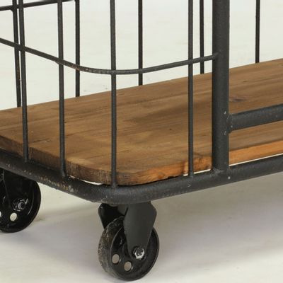 Console table - Industrial Cage Console recycled wood and metal, 3 shelves - JP2B DECORATION