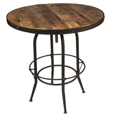 Tables Salle à Manger - Table haute de bar en bois et métal, plateau réglable, design industriel - JP2B DECORATION