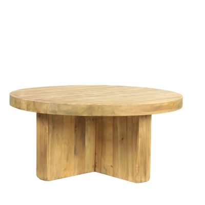 Round Bali coffee table, elm wood, natural style, 100 cm - JP2B DECORATION