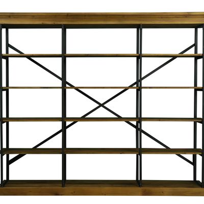 Shelves - Queens industrial shelf recycled wood and steel, 4 shelves - JP2B DECORATION