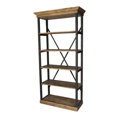 Shelves - Medium industrial shelf, wood and metal, 220 cm - JP2B DECORATION