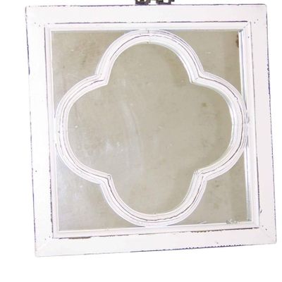 Mirrors - Clover-shaped mirror in recycled wood, distressed white finish, 40 cm - JP2B DECORATION