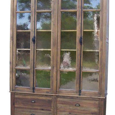 Bookshelves - Recycled wood bookcase, 4 drawers, rustic design - JP2B DECORATION