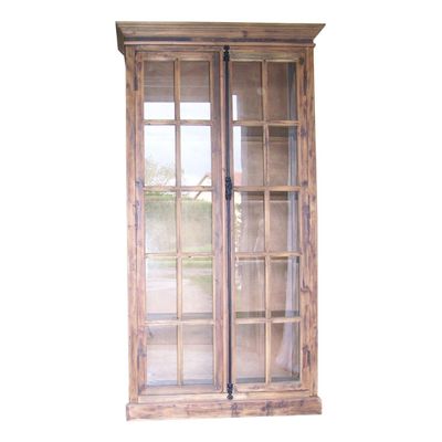 Wardrobe - Glass door wardrobe in recycled wood, small panes, authentic design - JP2B DECORATION