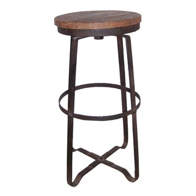 Tabourets - Tabouret de bar industriel réglable, métal et bois, design vintage - JP2B DECORATION
