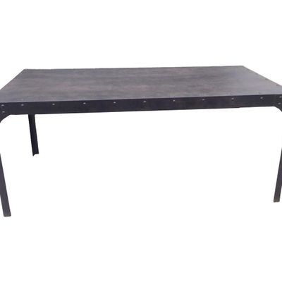 Dining Tables - Industrial dining table, hammered black metal, 180 cm - JP2B DECORATION