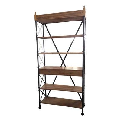 Shelves - Industrial shelf with drawers, wood and metal, 230 cm - JP2B DECORATION