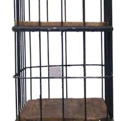 Etagères - Étagère cage industrielle, bois recyclé et métal, design robuste - JP2B DECORATION