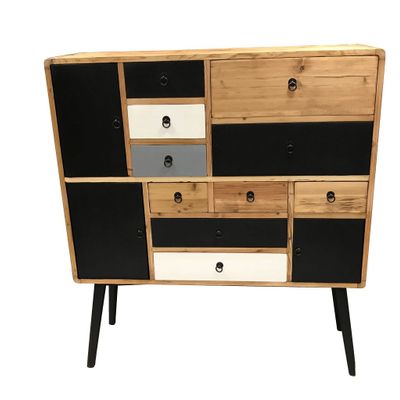 Bibliothèques - Meuble Scandi rustique en bois recyclé, 125 cm, style vintage - JP2B DECORATION