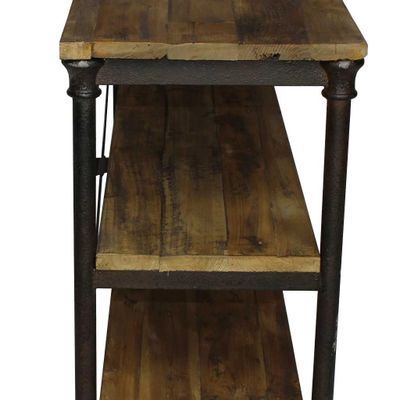 Console table - Industrial console, 3 shelves, aged wood and metal - JP2B DECORATION