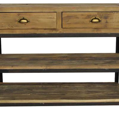 Console table - Small industrial console, 2 drawers, wood and metal - JP2B DECORATION