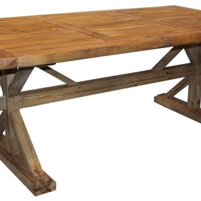 Dining Tables - Rustic dining table, recycled wood, distressed natural finish, 150 cm - JP2B DECORATION