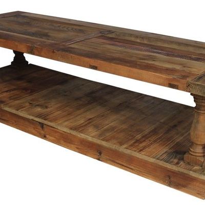 Coffee tables - Coffee table in recycled wood, natural rustic design, 165 cm - JP2B DECORATION