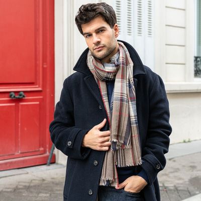 Scarves - OTZARRETA CHECKERED MEN'S SCARF - AV08 PARIS