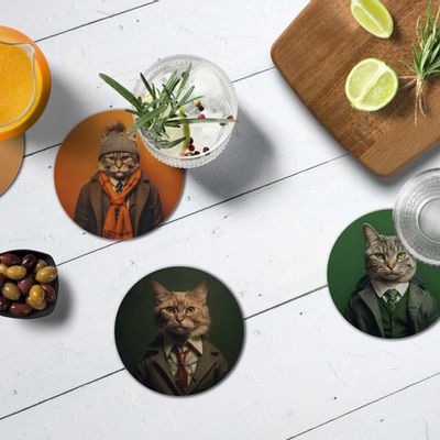 Decorative objects - Funny Cats Coaster Gift Set - MA CHÉRIE MON AMOUR