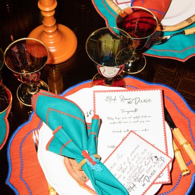 Décorations pour tables de Noël - Pearl Placemat | Burnt Orange and Royal Blue - set of 2 - BLANK SPACE AMSTERDAM